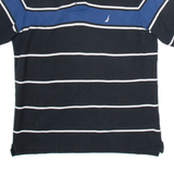 NAUTICA Mens Polo Shirt Black Striped L