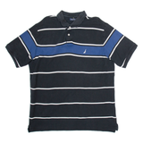 NAUTICA Mens Polo Shirt Black Striped L