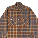 PALERMO Mens Shirt Brown Check Long Sleeve S