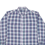 PUTNEY'S Mens Shirt Blue Check Long Sleeve XL