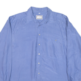 LES CHEMISES Mens Plain Shirt Blue Long Sleeve M