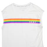 DKNY Sport Rainbow Womens T-Shirt White XS