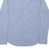 TOMMY HILFIGER Slim Fit Mens Plain Shirt Blue Long Sleeve S