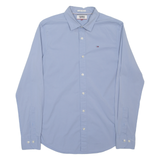 TOMMY HILFIGER Slim Fit Mens Plain Shirt Blue Long Sleeve S