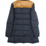 SCHOTT Womens Puffer Coat Blue Hooded Colourblock S