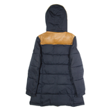 SCHOTT Womens Puffer Coat Blue Hooded Colourblock S