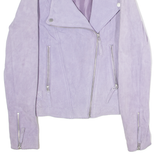 FREAKY NATION Womens Biker Jacket Purple Leather Suede XS