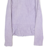 FREAKY NATION Womens Biker Jacket Purple Leather Suede XS