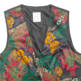 Womens Blazer Waistcoat Black 90s Floral UK 10