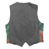 Womens Blazer Waistcoat Black 90s Floral UK 10