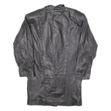 Womens Trench Coat Black Leather 90s UK 10