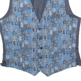 CLINIC Mens Blazer Waistcoat Blue 90s Crazy Pattern M