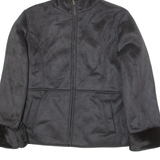 THE GREAT COAT COMPANY Womens Jacket Black Faux Suede 90s Hooded UK 18