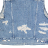 LEVI'S Distressed Womens Denim Gilet Blue XL