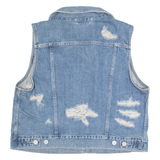 LEVI'S Distressed Womens Denim Gilet Blue XL