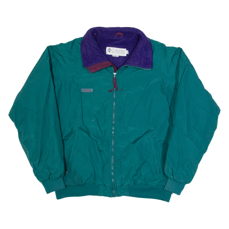 COLUMBIA Fleece Lined Mens Bomber Jacket Green 90s XL