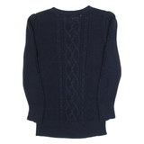 LAUREN RALPH LAUREN Womens Patterned Jumper Blue Cable Knit XS