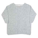 WHITE STUFF Womens Jumper Grey Tight Knit 3/4 Sleeve Linen UK 12