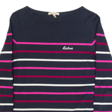 BARBOUR Hawkins Womens Patterned Jumper Blue Striped Tight Knit UK 8