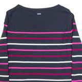 BARBOUR Hawkins Womens Patterned Jumper Blue Striped Tight Knit UK 8