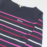 BARBOUR Hawkins Womens Patterned Jumper Blue Striped Tight Knit UK 8