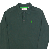 ORIGINAL PENGUIN Mens Jumper Green Collared Tight Knit S