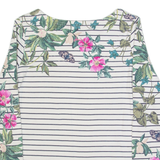 JOULES Womens Patterned Jumper White Striped Tight Knit UK 6