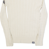 SUPERDRY Womens Jumper Cream Roll Neck Cable Knit UK 12