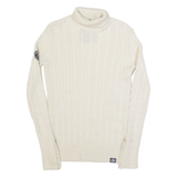 SUPERDRY Womens Jumper Cream Roll Neck Cable Knit UK 12