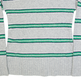 J.CREW Womens Patterned Jumper Green Striped Tight Knit Wool XXS