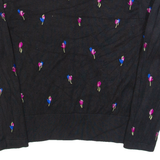 LAURA ASHLEY Womens Patterned Cardigan Black Floral Tight Knit UK 8