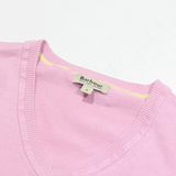 BARBOUR Summer Rose Womens Jumper Pink V-Neck Tight Knit UK 8