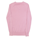 BARBOUR Summer Rose Womens Jumper Pink V-Neck Tight Knit UK 8