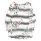 JOULES Womens Patterned Jumper White Striped Tight Knit UK 6