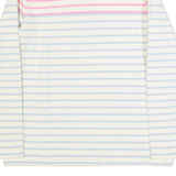 JOULES Womens Patterned Jumper Cream Striped Button Neck Tight Knit UK 10
