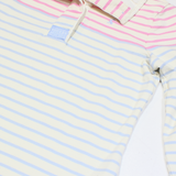 JOULES Womens Patterned Jumper Cream Striped Button Neck Tight Knit UK 10