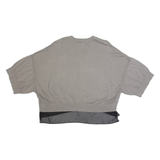 ALL SAINTS Relm Womens Jumper Grey Tight Knit Short Sleeve Linen L