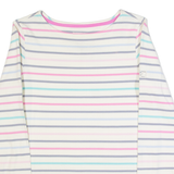 JOULES Womens Patterned Jumper White Striped Tight Knit UK 6