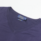 POLO RALPH LAUREN Mens Jumper Blue V-Neck Tight Knit XL