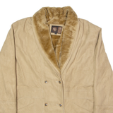 GV Womens Overcoat Jacket Beige Shearling Suede L