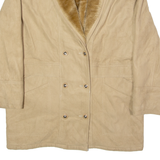 GV Womens Overcoat Jacket Beige Shearling Suede L