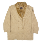 GV Womens Overcoat Jacket Beige Shearling Suede L