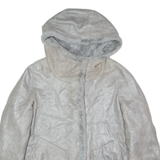 Mens Overcoat Coat Silver Shearling Faux Leather S