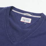 TOMMY HILFIGER Mens Jumper Blue V-Neck Tight Knit M