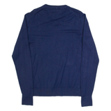 TOMMY HILFIGER Mens Jumper Blue V-Neck Tight Knit M