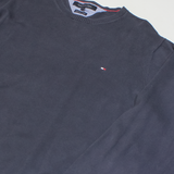 TOMMY HILFIGER Mens Jumper Blue V-Neck Tight Knit L