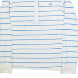 CREW CLOTHING Womens Polo Shirt White Striped Long Sleeve UK 12