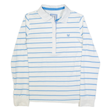 CREW CLOTHING Womens Polo Shirt White Striped Long Sleeve UK 12