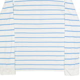 CREW CLOTHING Womens Polo Shirt White Striped Long Sleeve UK 12