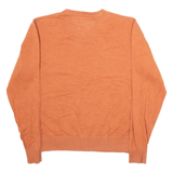 TOMMY HILFIGER Mens Jumper Orange V-Neck Tight Knit M